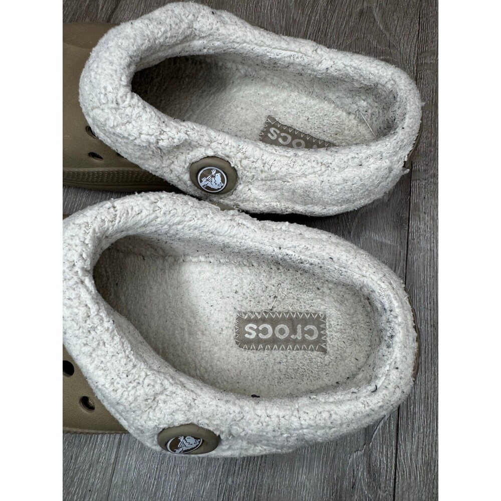 Crocs Mammoth Adult Fleece Lined Clogs Khaki Beige Men’s 6 Women’s 8 - Picture 4 of 5